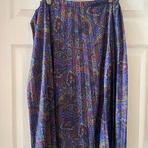 Purple Paisley A-line Pleated Midi Skirt